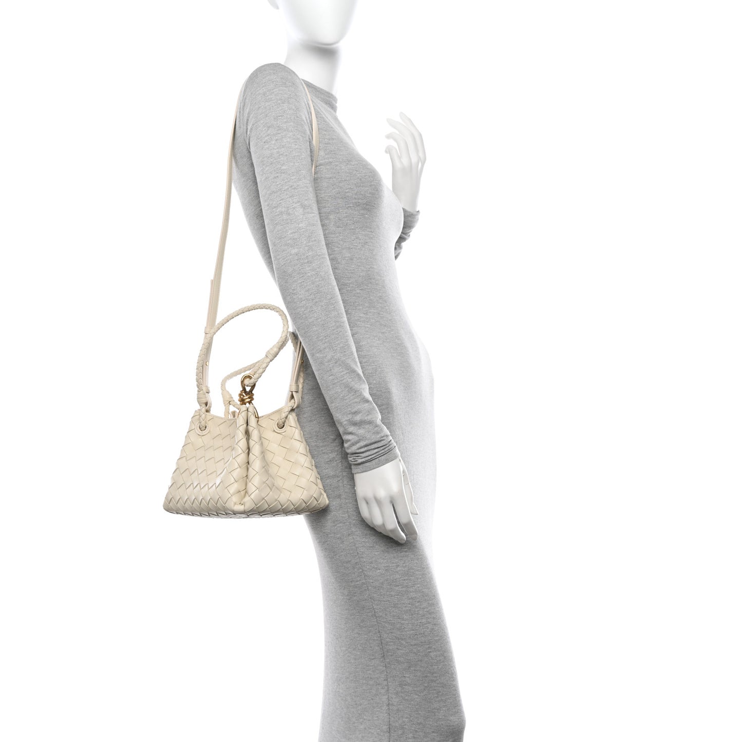 Nappa Intrecciato Small Parachute Shoulder Bag Sea Salt