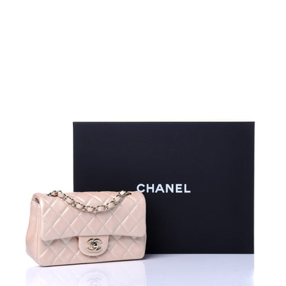 Chanel Iridescent Calfskin Quilted Mini Rectangular Flap Beige 12 of 12