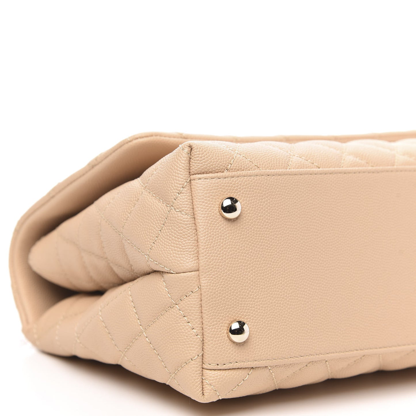 Caviar Quilted Small Coco Handle Flap Light Beige