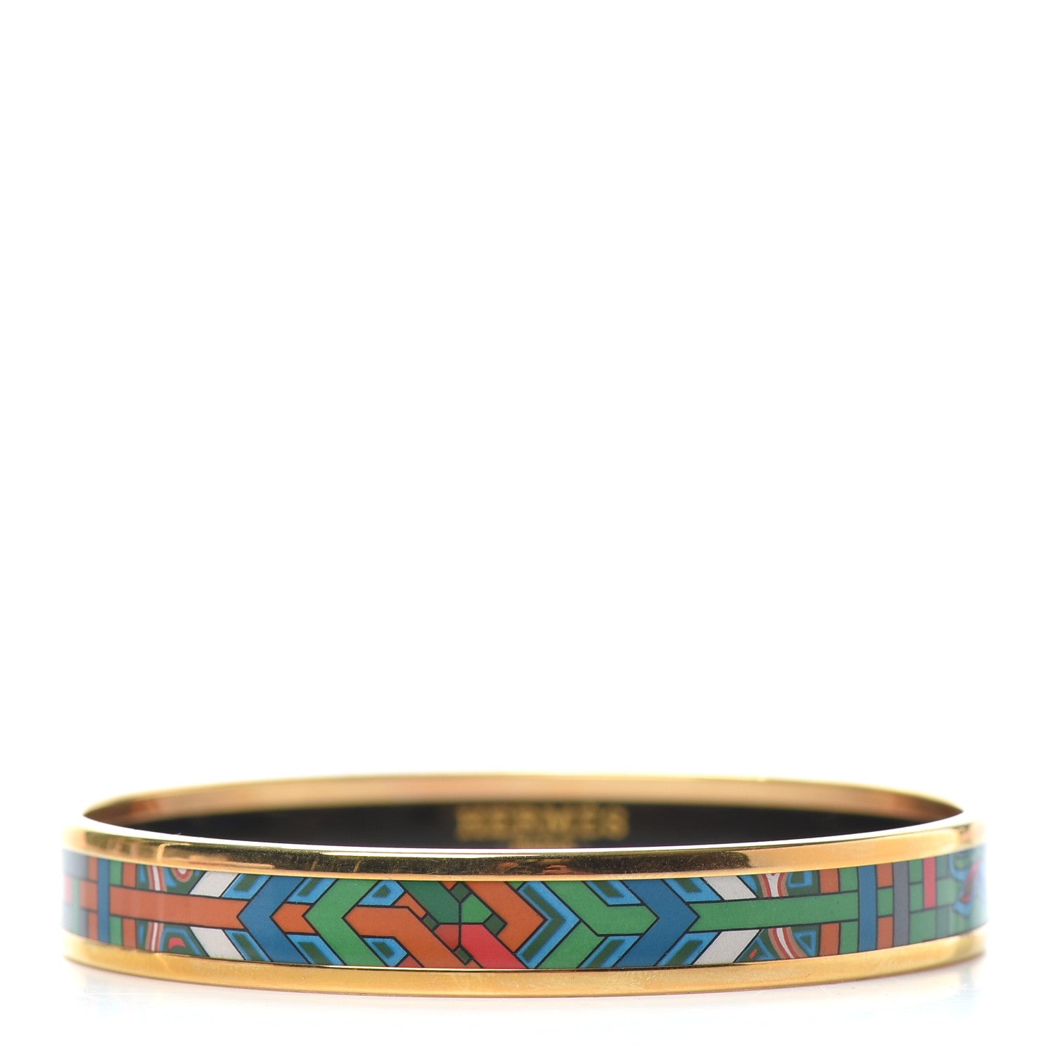 Hermes Enamel Printed Narrow L'Arbre Du Vent Bracelet 62 Folk 1 of 5