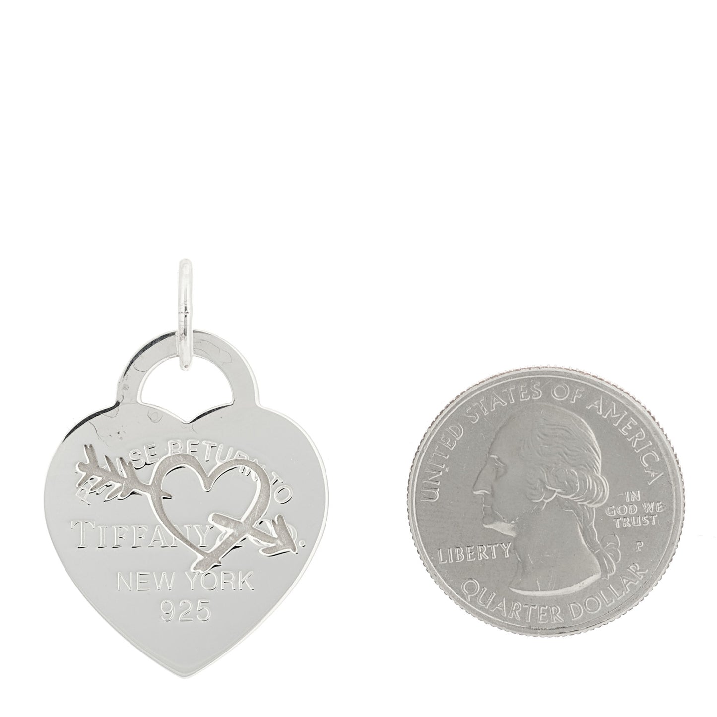 Sterling Silver Return To Tiffany Etched Heart and Arrow Tag Charm