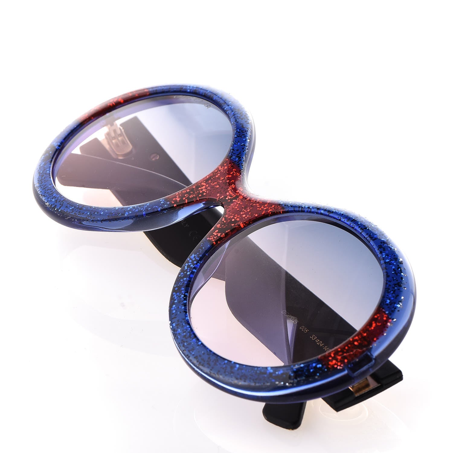 Gucci Glitter Acetate Round GG0101S Sunglasses Blue Multi 7 of 8