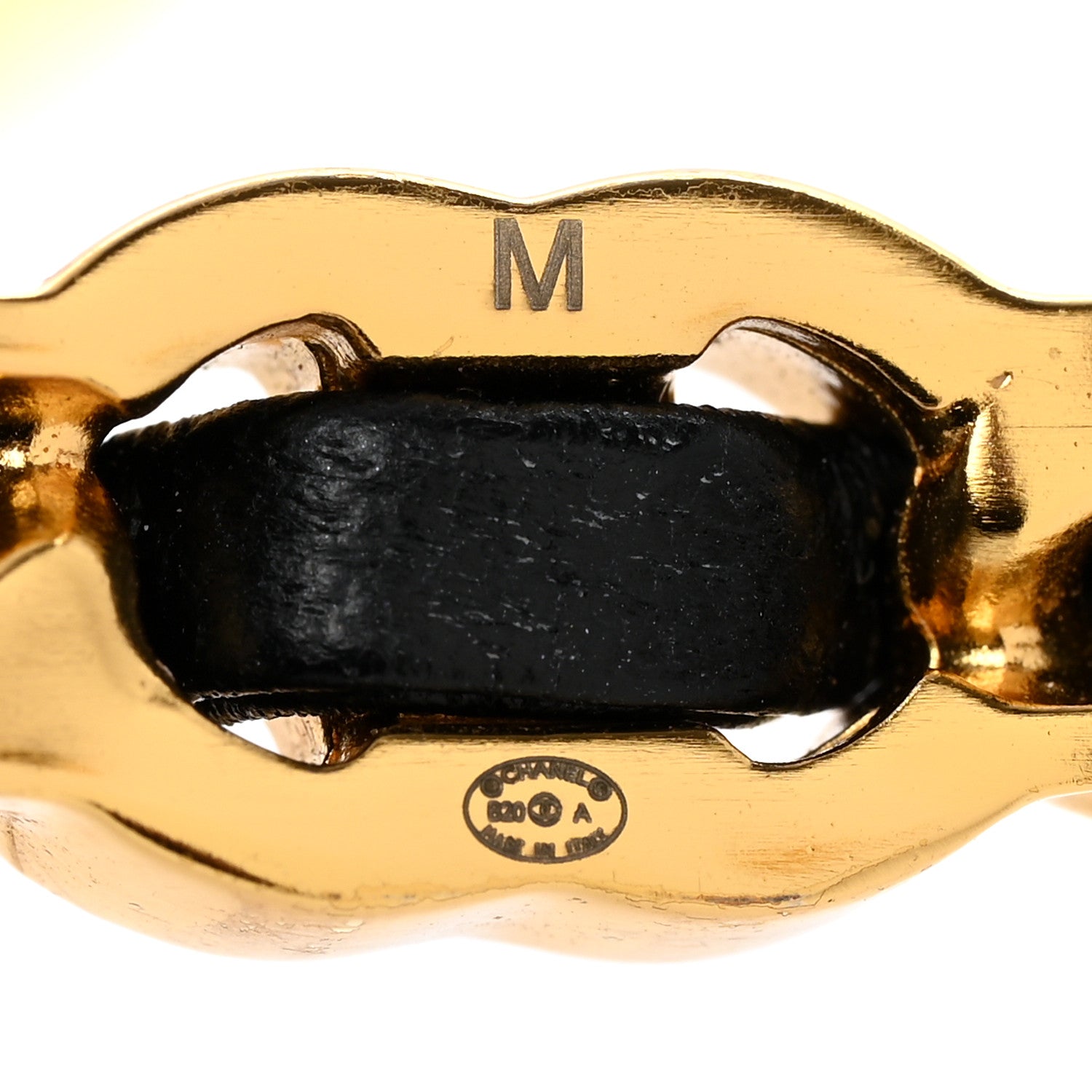 Chanel Lambskin Pearl CC Cuff Bracelet M Black Gold 4 of 5