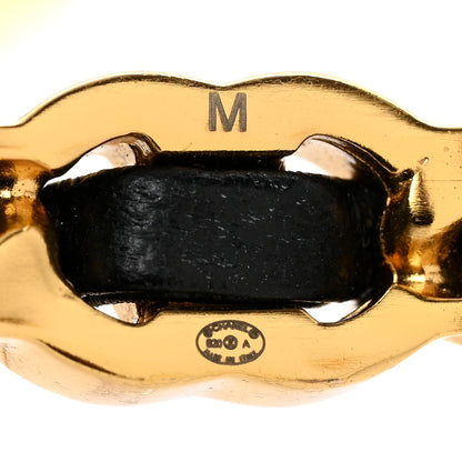 Chanel Lambskin Pearl CC Cuff Bracelet M Black Gold 4 of 5