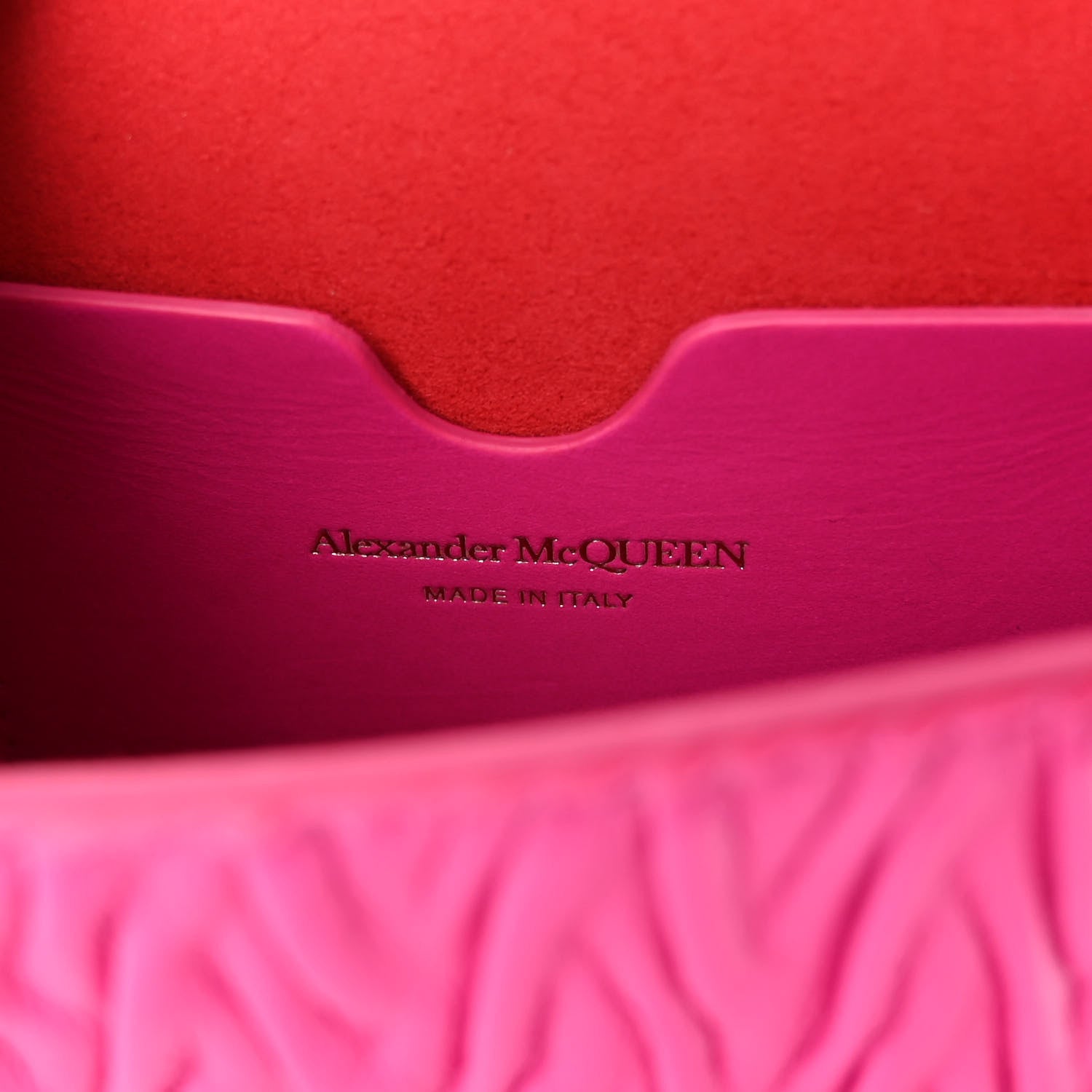 Alexander McQueen Lambskin Pleated Skull Small Chain Crossbody Bag Fuchsia 6 of 9