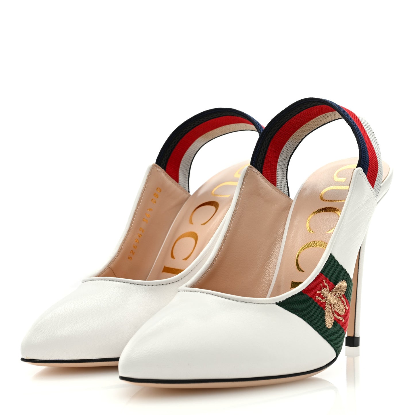 Malaga Kid Web Sylvie High Heel Slingback Pumps 36.5 White