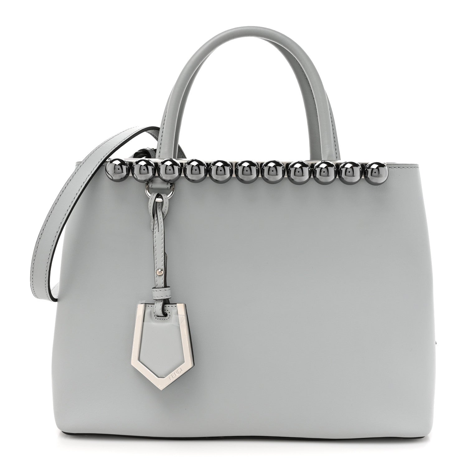 Fendi Vitello Liberty Pearl Petite 2Jours Tote Grigio Perla 1 of 12