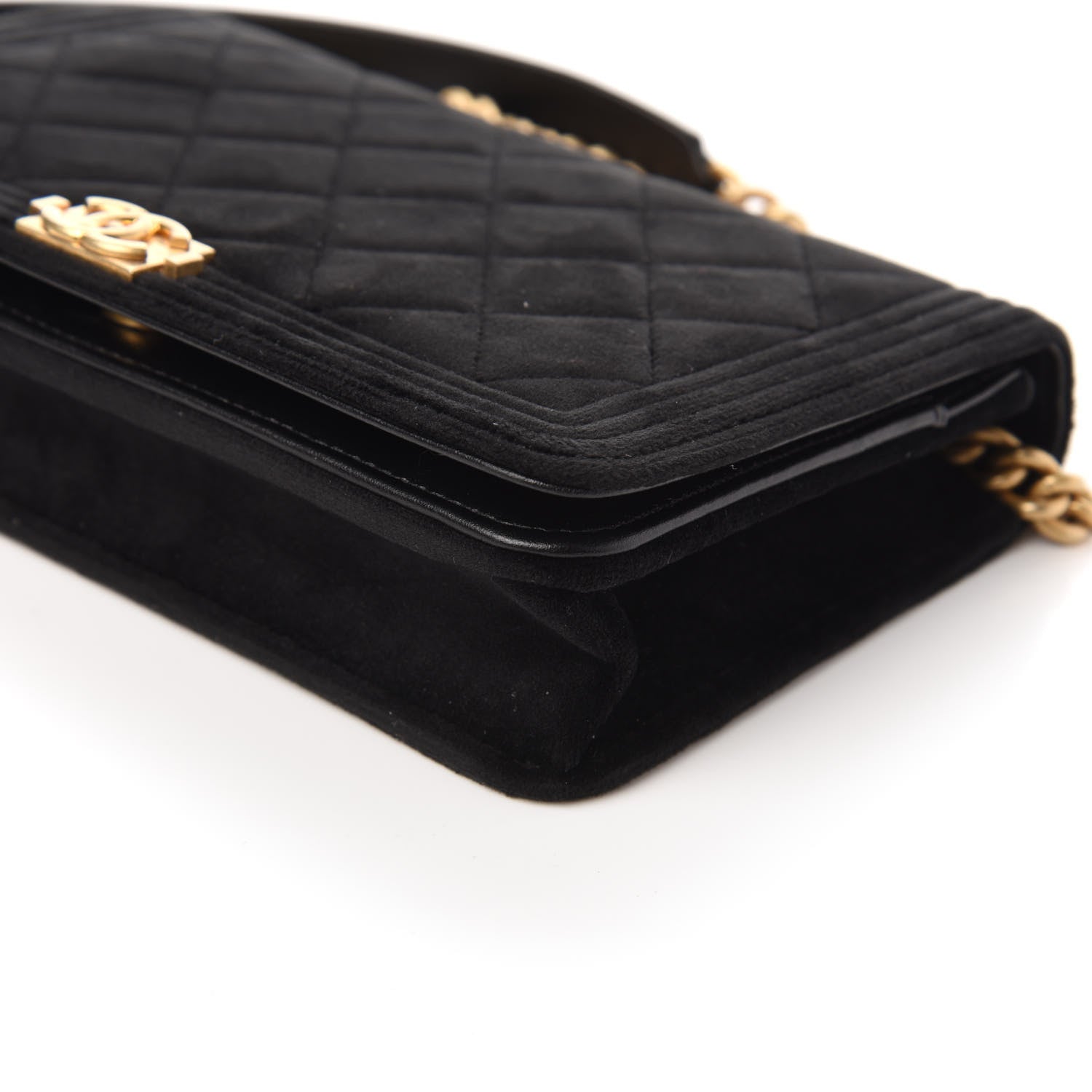 Chanel Velvet Quilted Boy Wallet On Chain WOC Black 7 of 11