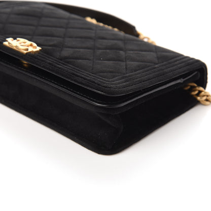 Chanel Velvet Quilted Boy Wallet On Chain WOC Black 7 of 11