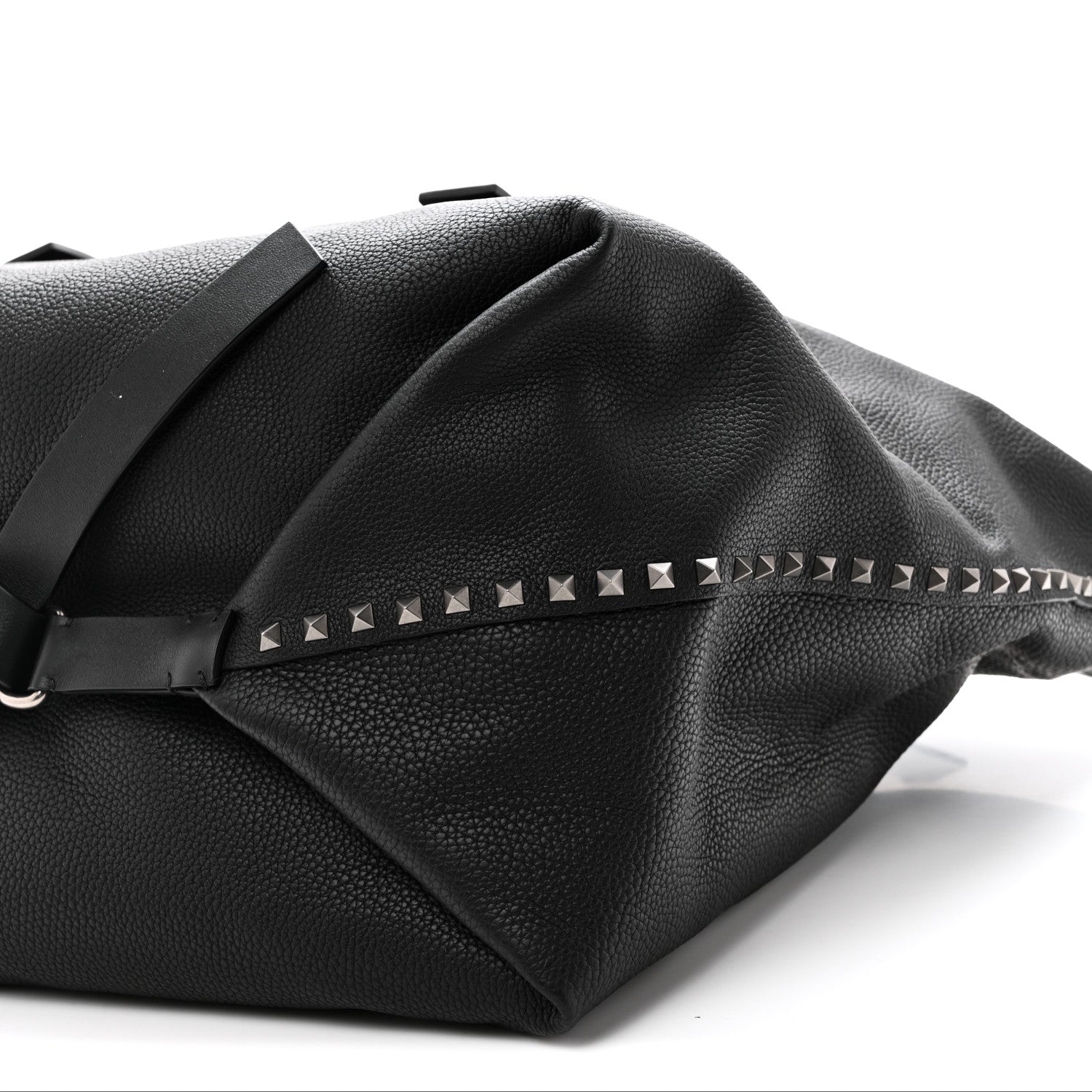 Valentino Garavani Grained Calfskin Rockstud Travel Tote Bag Black 9 of 9