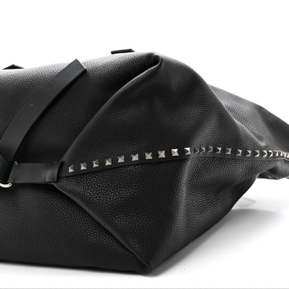 Valentino Garavani Grained Calfskin Rockstud Travel Tote Bag Black 9 of 9