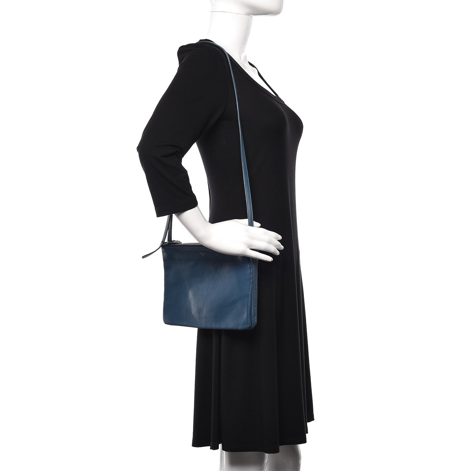 Celine Lambskin Small Trio Crossbody Bag Peacock 2 of 11