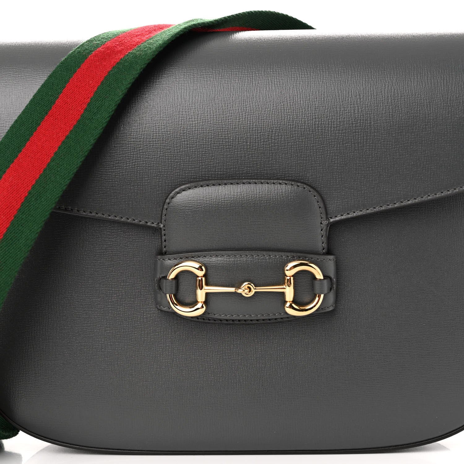 Gucci Azalea Calfskin Web Horsebit 1955 Shoulder Bag Graphite Grey 7 of 9