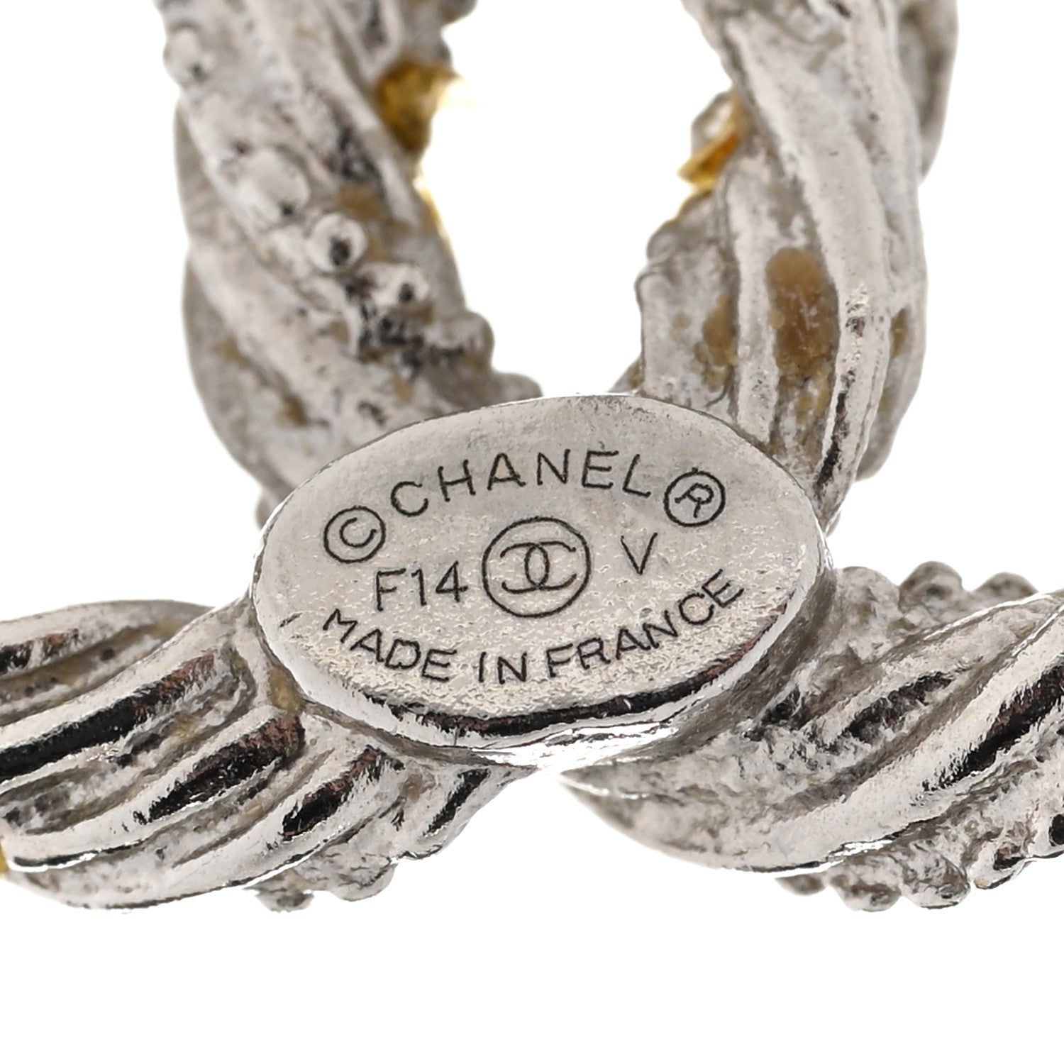 Chanel Crystal Twisted CC Earrings Silver Gold 4 of 6