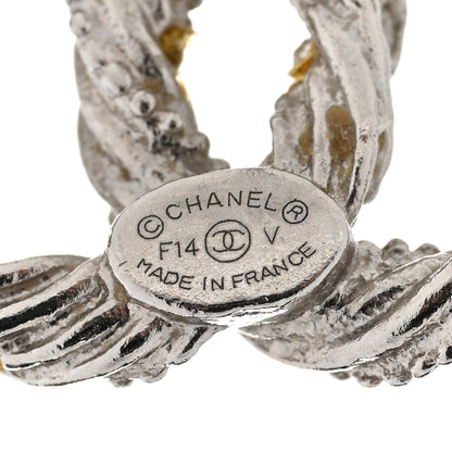 Chanel Crystal Twisted CC Earrings Silver Gold 4 of 6