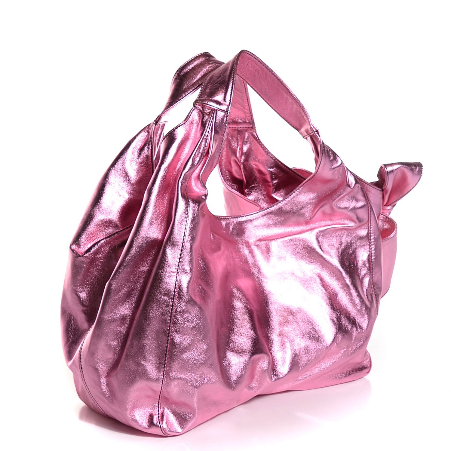 Valentino Garavani Metallic Nappa Nuage Bow Hobo Pink 3 of 10