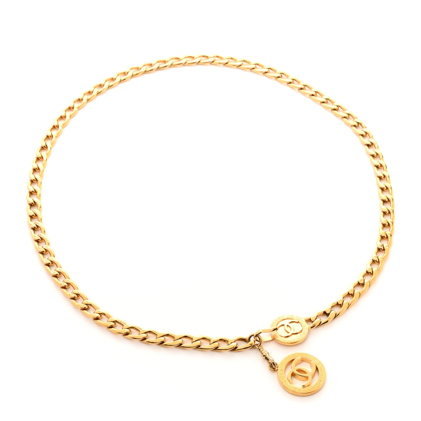 Metal Chain CC Medallion Belt Gold
