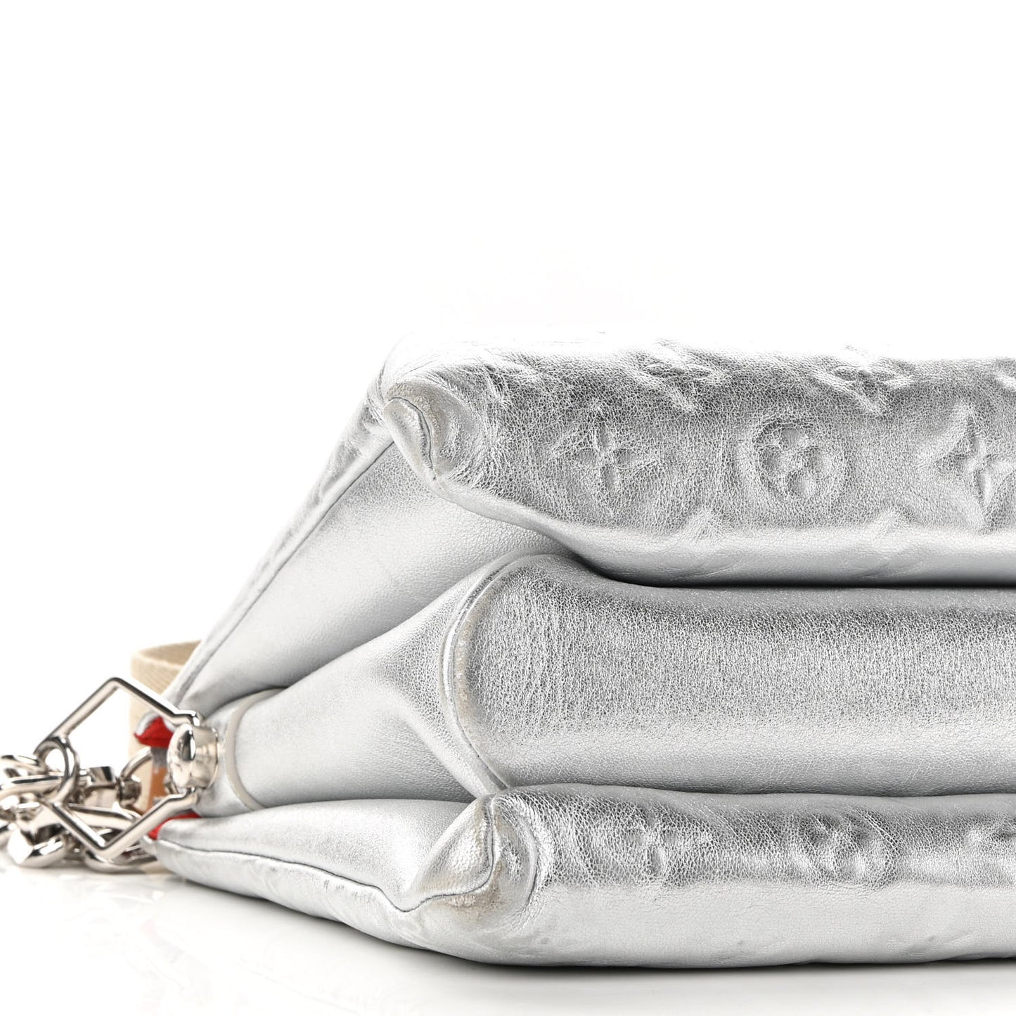Metallic Lambskin Embossed Monogram Coussin PM Silver
