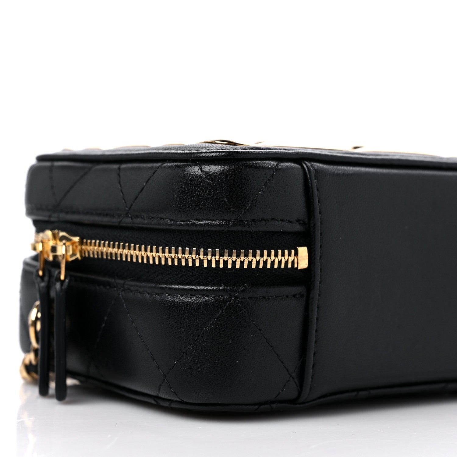 Chanel Lambskin Quilted Golden Plate Clutch With Chain Black 8 of 9