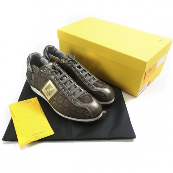 Metallic Canvas Vitello Zucchino Sneakers 40 Taupe