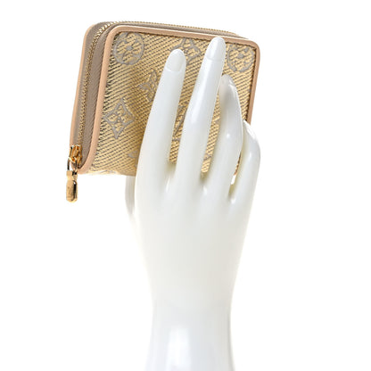 Louis Vuitton Lurex Jacquard Monogram Zippy Coin Purse Beige 2 of 7