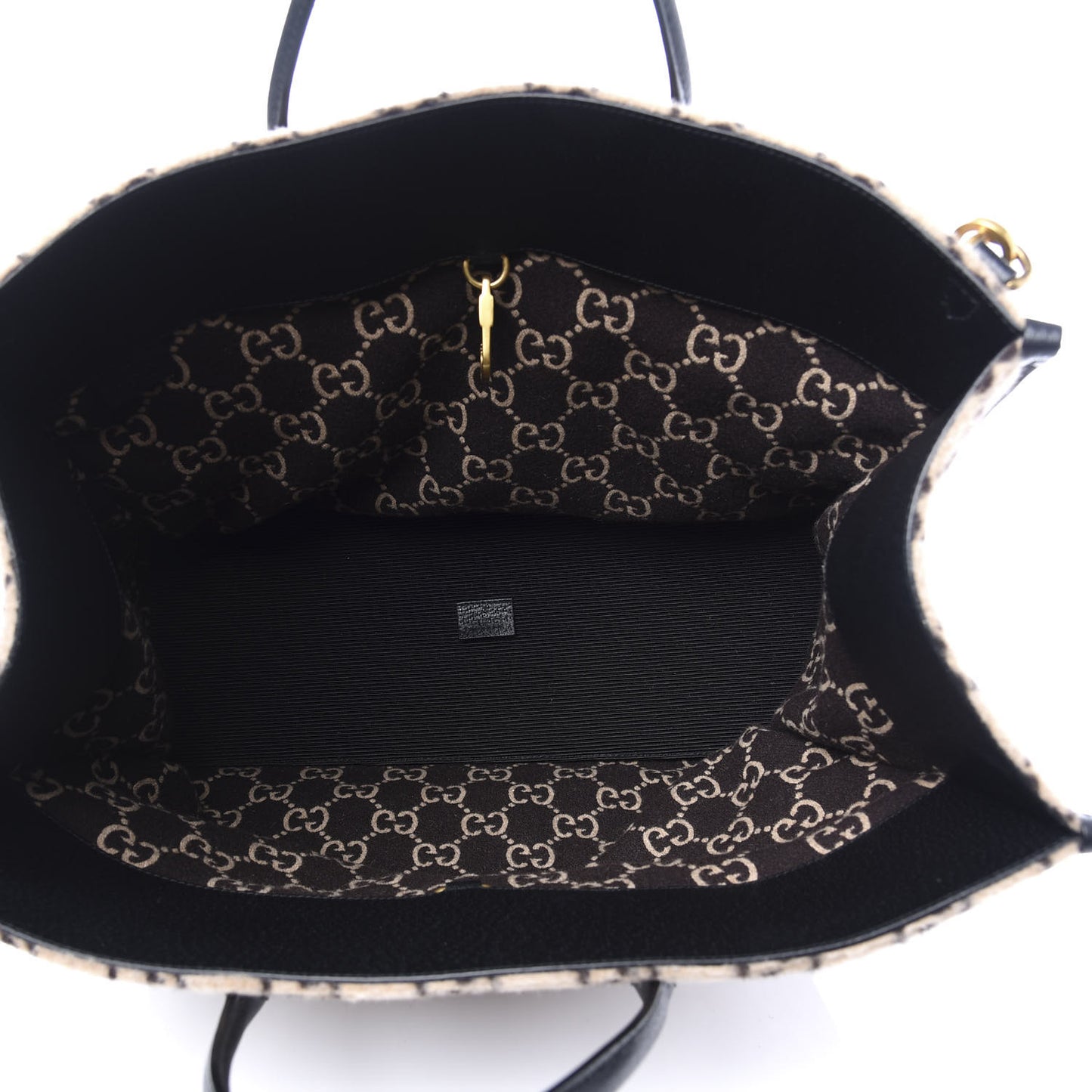Covered Wool GG Monogram Large Tote Bag Beige Ebony