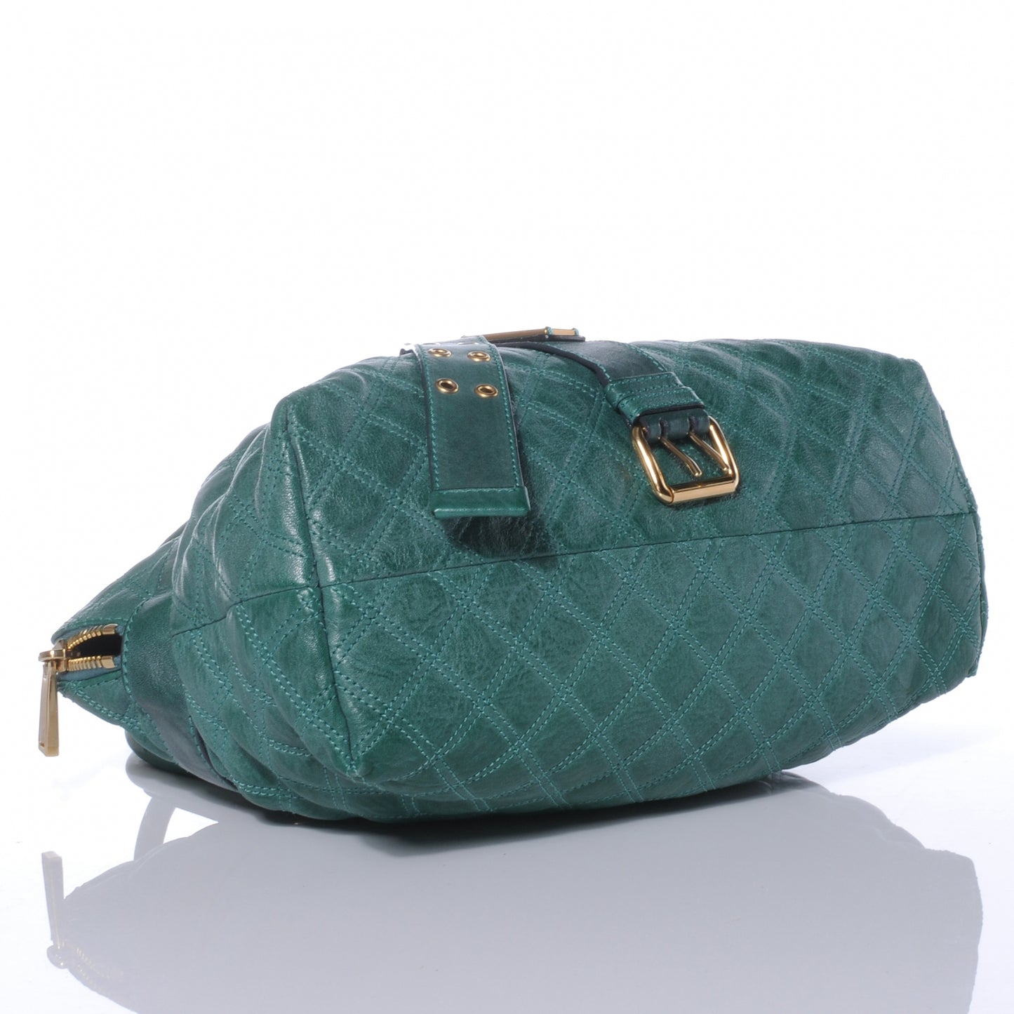 Leather Quilted Bruna Tote Teal