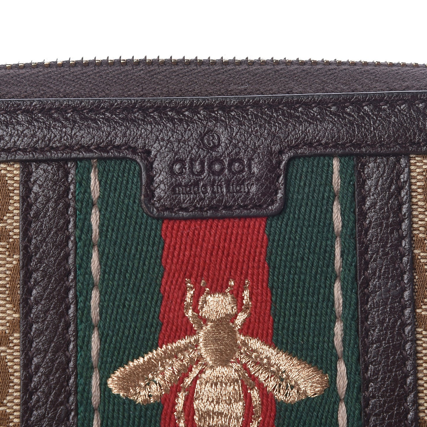 Monogram Web Rania Bee Star Zip Around Wallet Dark Brown