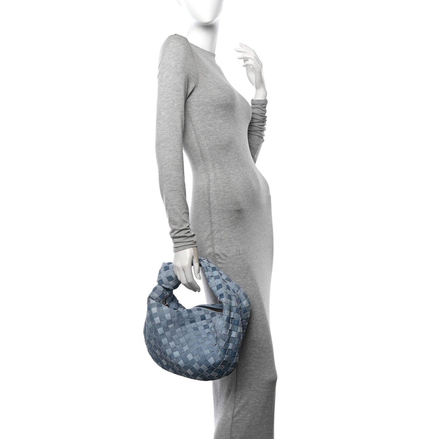 Nappa Denim Effect Intrecciato Teen Jodie Hobo Denim