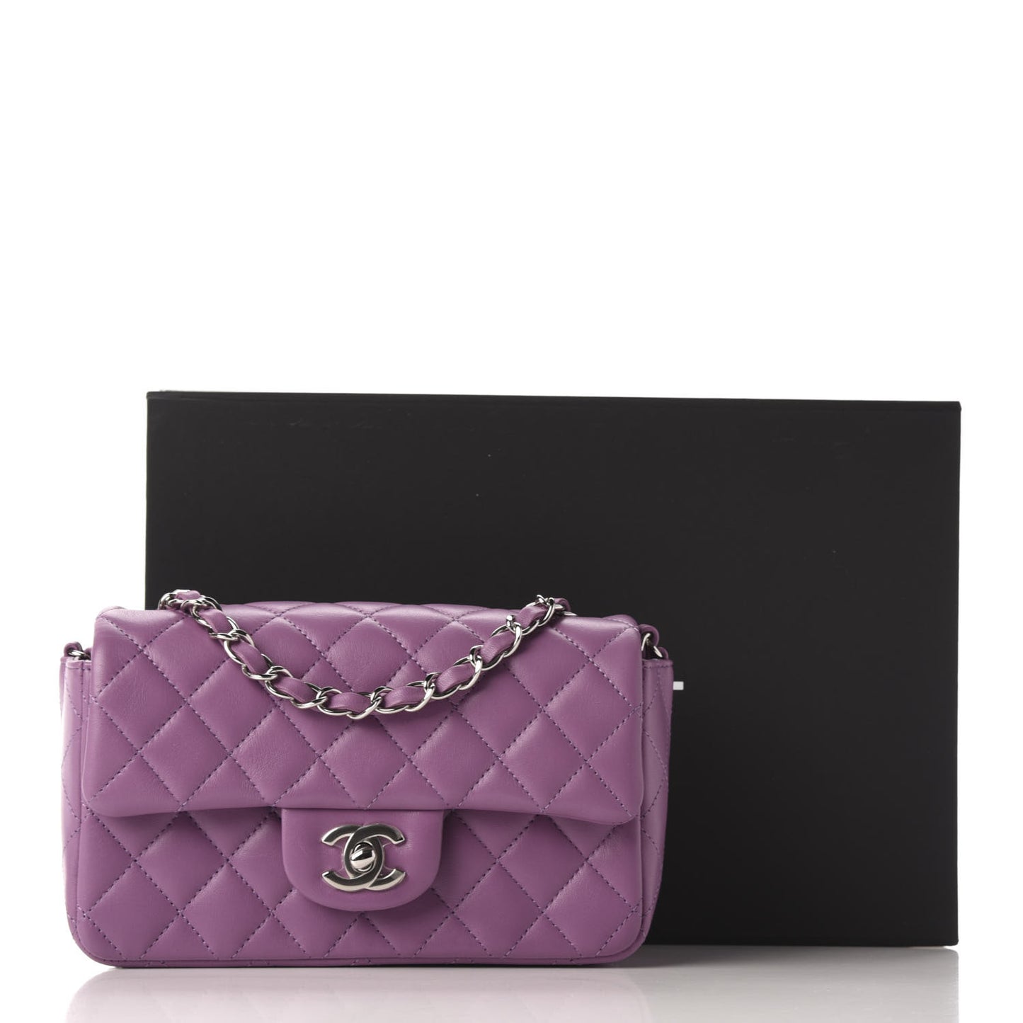 Lambskin Quilted Mini Rectangular Flap Purple