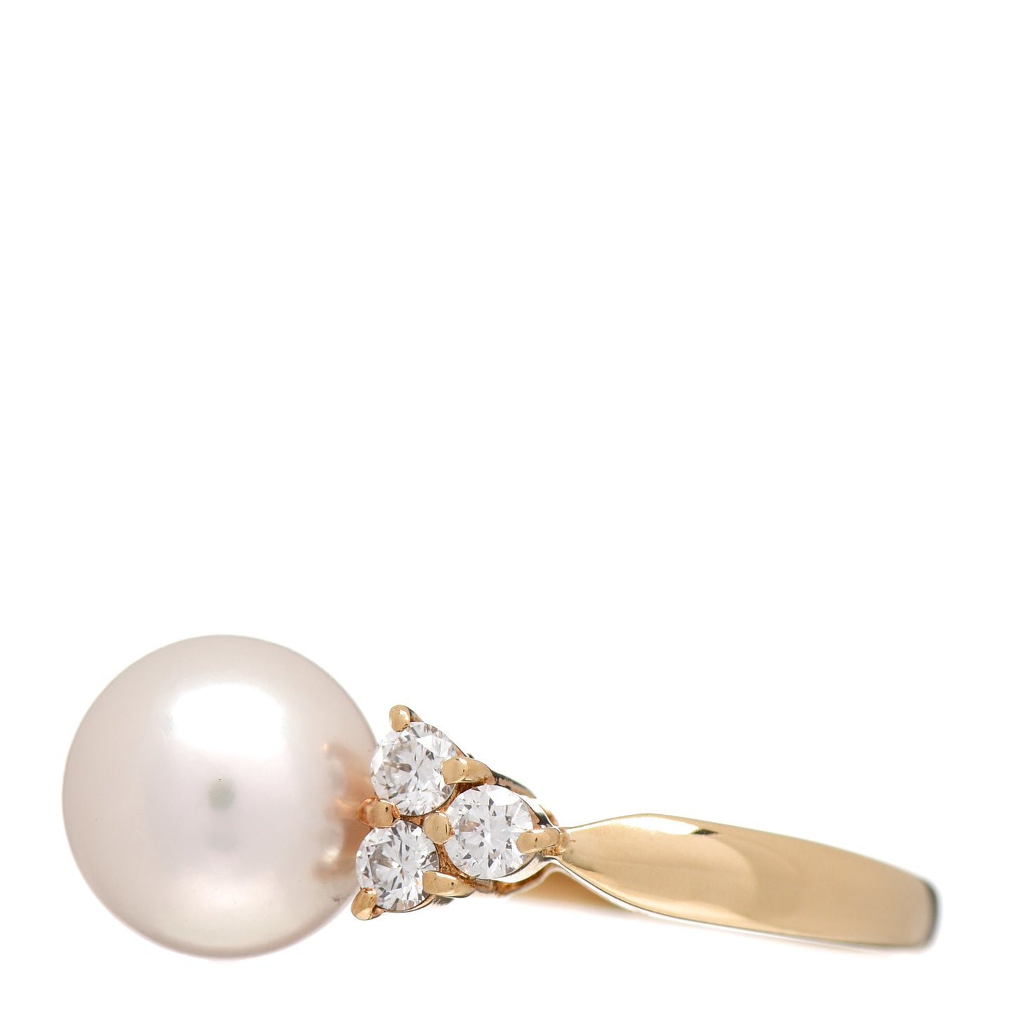 18K Yellow Gold Diamond Akoya Pearl 8.5mm Ring 49 4.75