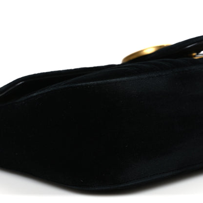 Gucci Velvet Matelasse Small GG Marmont Shoulder Bag Black 9 of 10