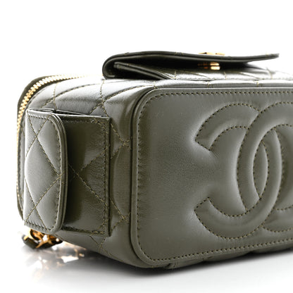 Chanel Lambskin Quilted Polly Pocket East West Top Vanity With Chain Khaki 9 of 11
