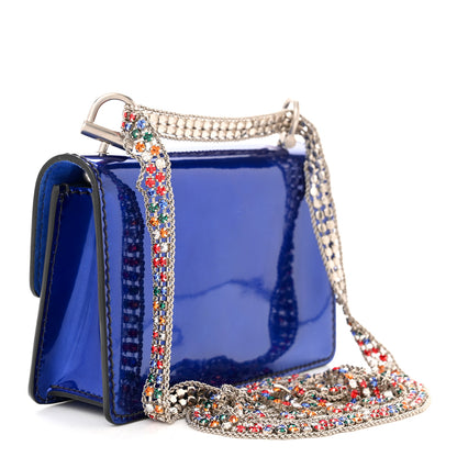Christian Dior Metallic Patent Crystal Dioraddict Flap Bag Blue 3 of 10