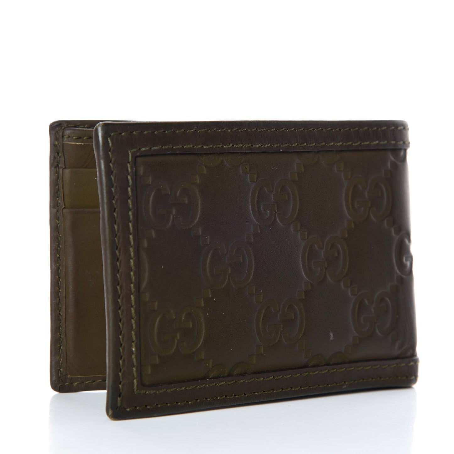 Guccissima Rubber Mini Bi Fold Wallet Green