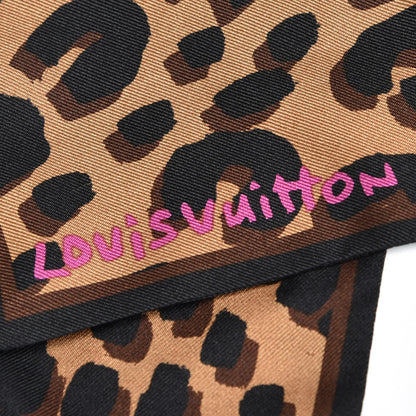 Louis Vuitton Greenland Fox Silk Leopard Bandeau Scarf Marron 3 of 3