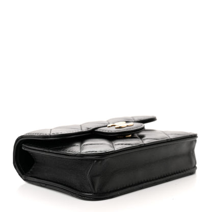 Chanel Lambskin Quilted Top Handle Flap Coin Purse With Chain Black 4 of 12