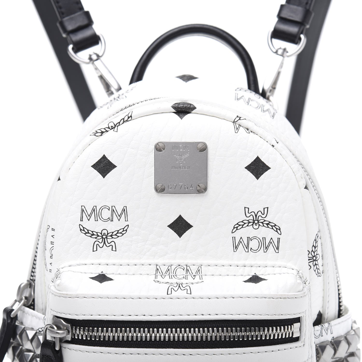MCM Visetos Studded X-Mini Bebe Boo Backpack White 9 of 9