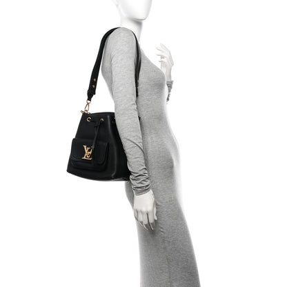 Louis Vuitton Calfskin Lockme Bucket MM Black 2 of 10