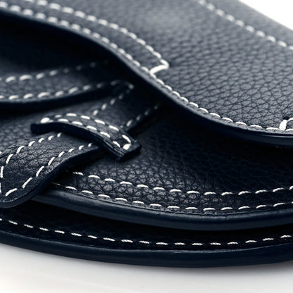 Christian Dior Grained Calfskin Saddle Mini Key Ring Navy Blue 9 of 9