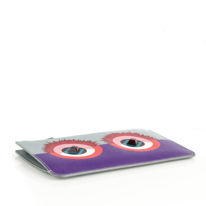 Fendi Vitello Elite Studded Hypnoteyes Zip Pouch Polvere Multicolor 4 of 8