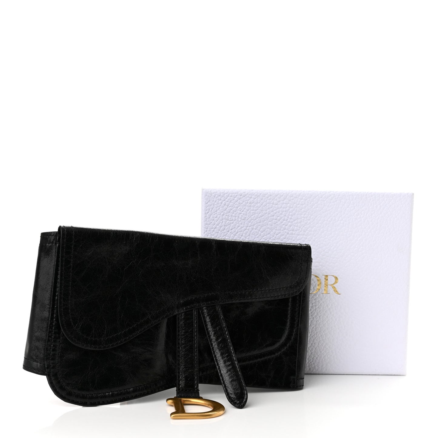 Crinkled Lambskin 135mm Saddle Belt Black