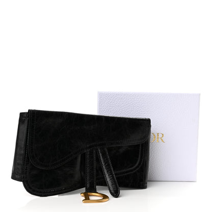 Christian Dior Crinkled Lambskin 135mm Saddle Belt Black 10 of 10