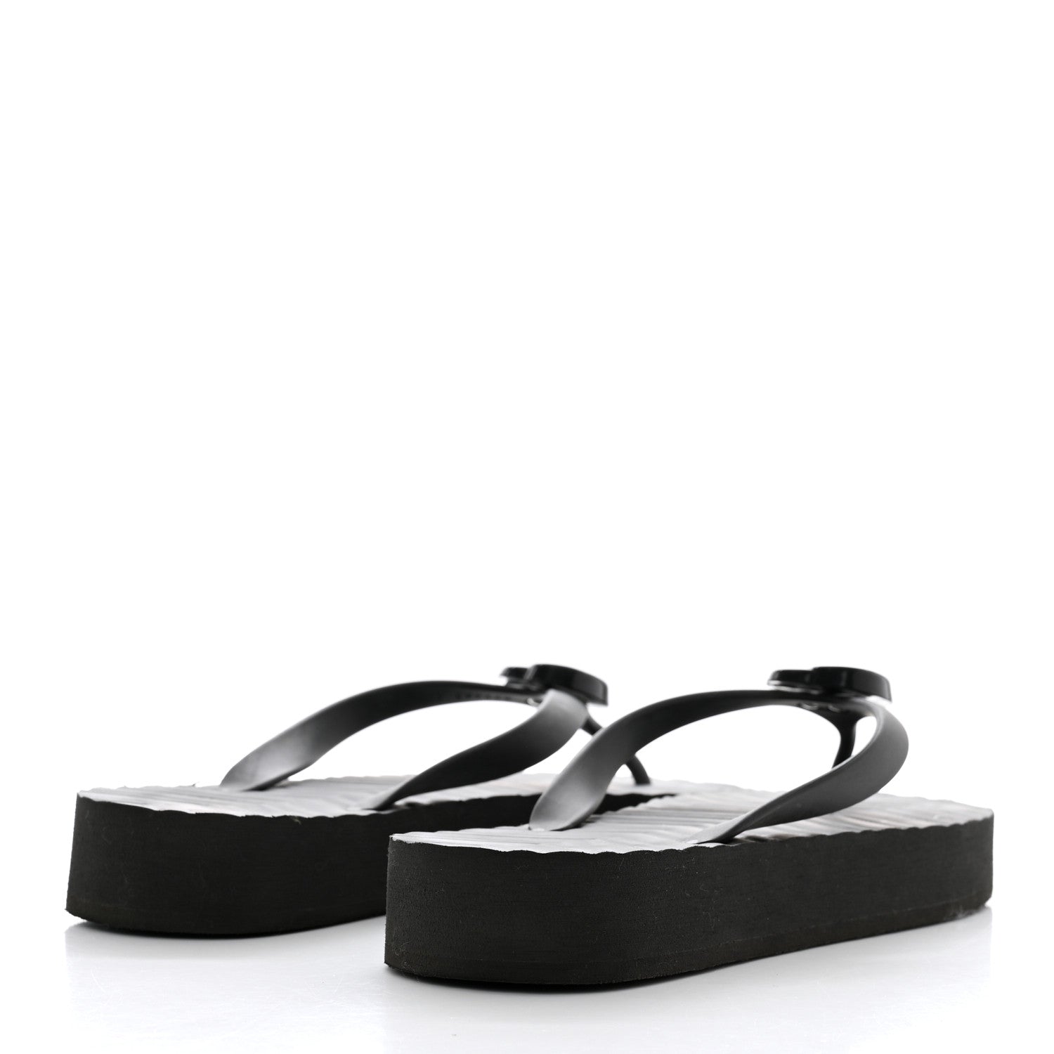 Gucci Rubber Chevron Womens GG Thong Sandals 40 Black 4 of 8