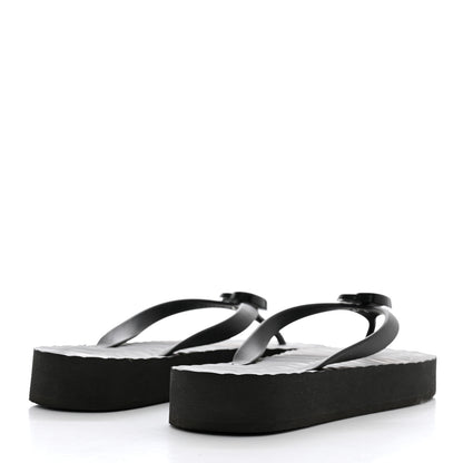Gucci Rubber Chevron Womens GG Thong Sandals 40 Black 4 of 8