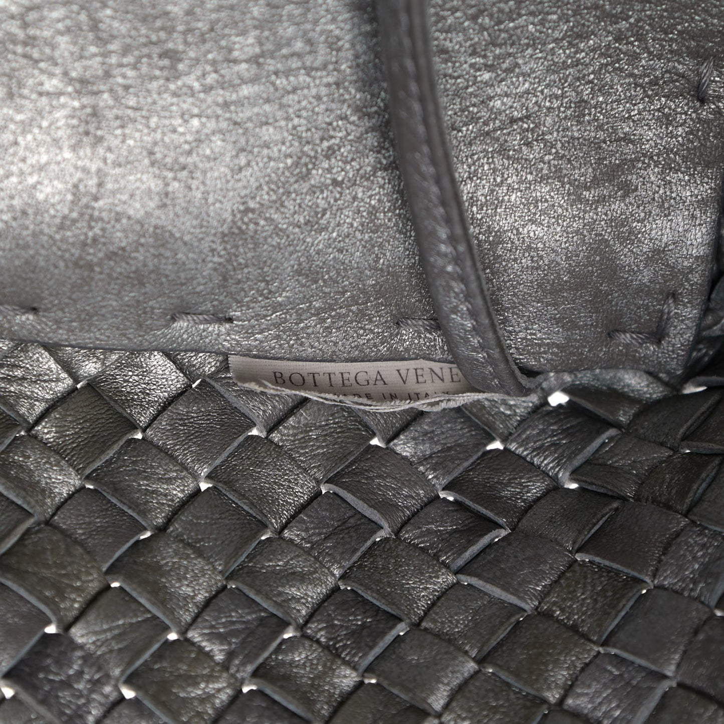 Metallic Nappa Intrecciato Medium Moon Cabat Silver