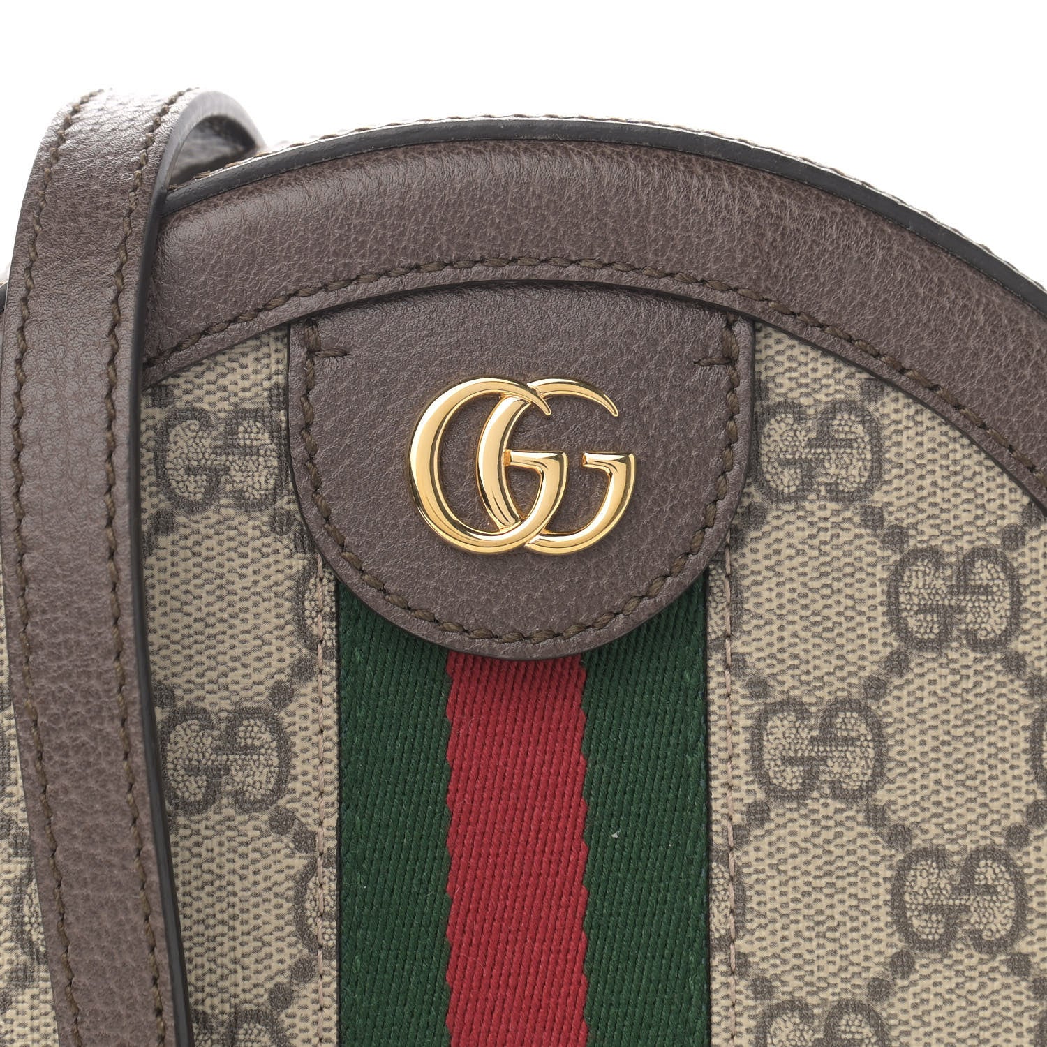 Gucci GG Supreme Monogram Web Mini Ophidia Round Shoulder Bag Brown 8 of 10