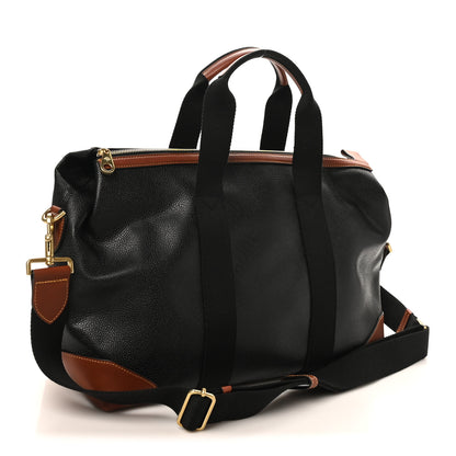 Mulberry Eco Scotchgrain Calfskin Heritage Day Clipper Duffle Bag Black Cognac 3 of 9