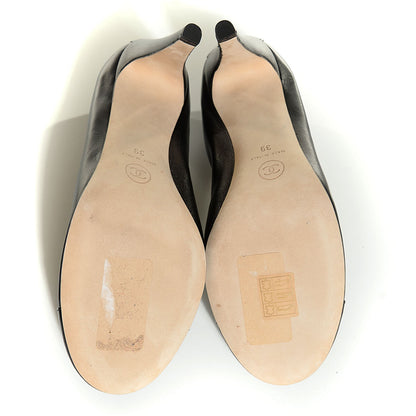 Chanel Lambskin Elastic Patent Cap Toe Pumps 39 Black 5 of 8