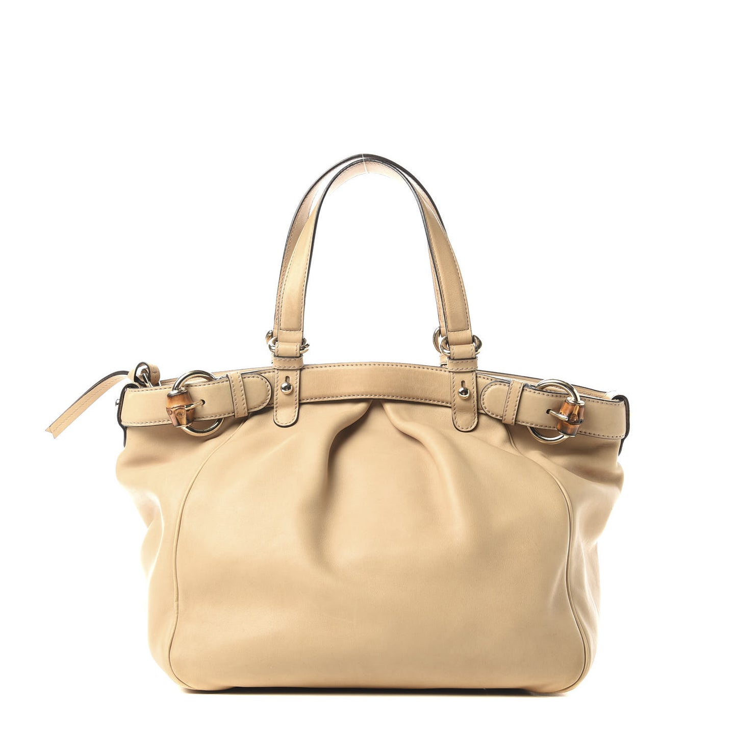 Calfskin Medium Bamboo Buckle Tote Beige